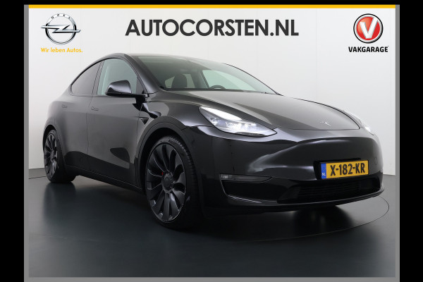 Tesla Model Y Performance 535pk AWD 75kWh SOH 95% Warmtepomp Panoramadak Navi Ecc Leder Lmv 21" Keyless Led Elek.Achterklep Memory Stoel+Stuurverwarming AMD-Ryzen­™-Processor 1e Eigenaar Origineel Nederlandse Auto Fabrieksgarantie tot 14-12-2027 Batterij en Motorgarantie tot 14-12-2031/192.000km
