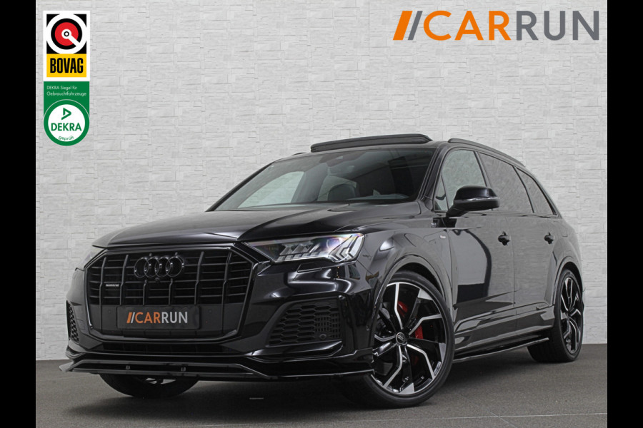 Audi Q7 55 TFSI e S-Line | Panorama | Leder | Luchtvering | LED-Matrix | Keyless-Go | 22 inch | Memory | Stoelverwarming V+A | Camera | Virtual-Cockpit | 3-Zone Clima | Draadloos Laden | Standkachel | Getint Glas |