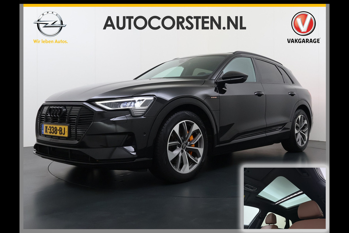 Audi e-tron 55 Quattro 95kWh 408PK Elektr.Leer+Verwarmd Pano-Dak Trekhaak Luchtvering Adap.Cruise Navi Ecc Stoelverwarming Business edition  SOH 93% LED Lmv Elek.Achterklep Privacy Glas Keyless Zwarte Hemel 1e Eigenaar 1.800KG Trekgewicht Zeer compleet! Volledig Dealer Onderhouden, net Beurt gehad bij Audi!