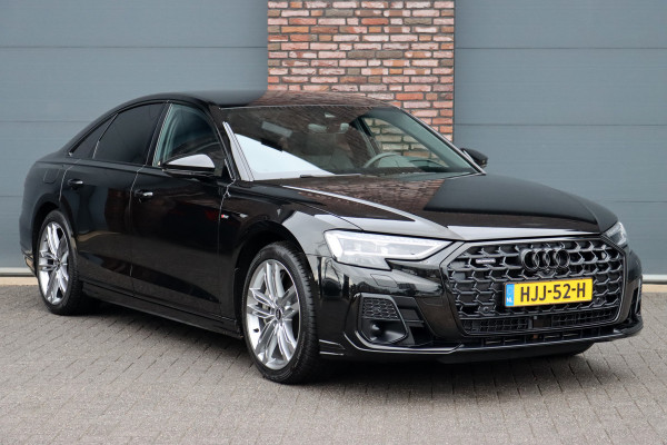 Audi A8 60 TFSI e Quattro S-Line | Luchtvering | ACC | Bang&Olufsen | Massage | Stoelventilatie | HUD | Zonnerollo's | Soft-Close | Hulppakket Tour + Plus | Voorklimatisering | Matrix-LED | Contourstoelen voor |