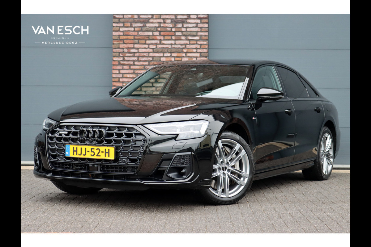 Audi A8 60 TFSI e Quattro S-Line | Luchtvering | ACC | Bang&Olufsen | Massage | Stoelventilatie | HUD | Zonnerollo's | Soft-Close | Hulppakket Tour + Plus | Voorklimatisering | Matrix-LED | Contourstoelen voor |