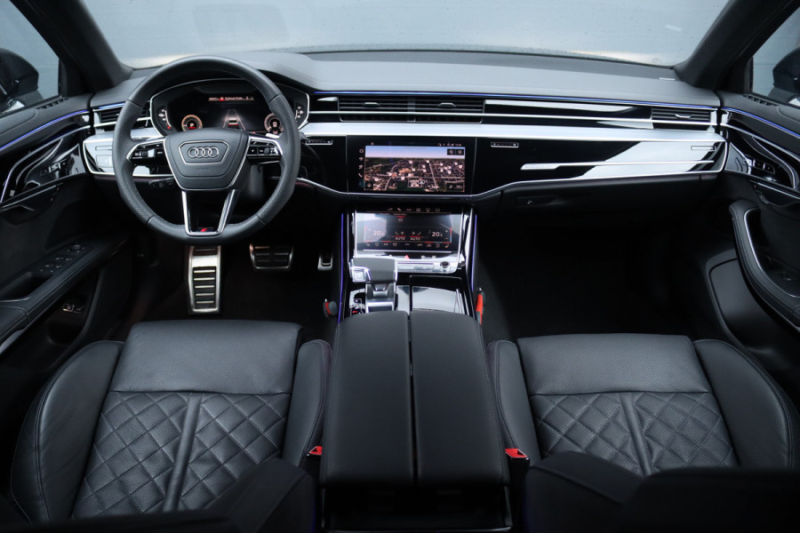 Audi A8 60 TFSI e Quattro S-Line | Luchtvering | ACC | Bang&Olufsen | Massage | Stoelventilatie | HUD | Zonnerollo's | Soft-Close | Hulppakket Tour + Plus | Voorklimatisering | Matrix-LED | Contourstoelen voor |