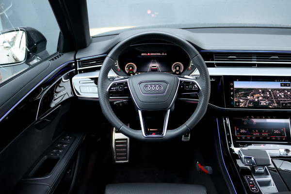 Audi A8 60 TFSI e Quattro S-Line | Luchtvering | ACC | Bang&Olufsen | Massage | Stoelventilatie | HUD | Zonnerollo's | Soft-Close | Hulppakket Tour + Plus | Voorklimatisering | Matrix-LED | Contourstoelen voor |