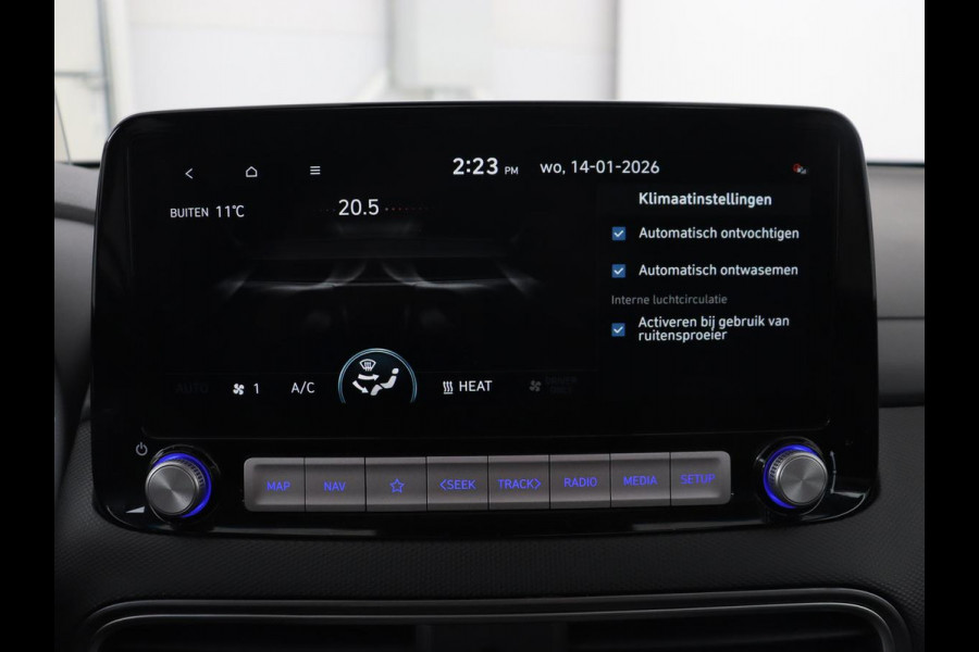 Hyundai Kona EV Limited 64 kWh | Schuifdak | Leder | Trekhaak | Stoelventilatie | Head-Up | Carplay | Warmtepomp | Achterbankverwarming | Navigatie | Camera | Full LED | Keyless