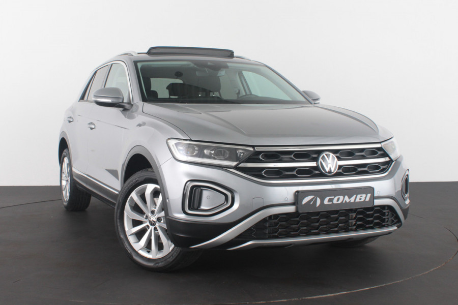 Volkswagen T-Roc 1.0 TSI Style > 116pk/Pano.schuifdak/Camera/Stoelverwarming/IQ.Led/Pyrite Silver