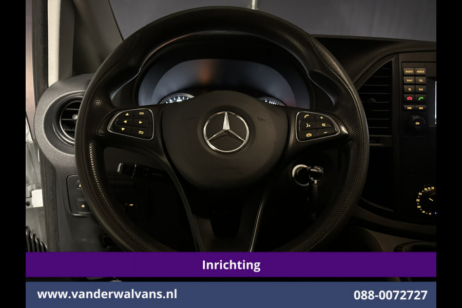 Mercedes-Benz Vito 114 CDI 136pk L2H1 Inrichting Euro6 Airco | Camera | LM velgen | Cruisecontrol | Trekhaak | Stoelverwarming Dakdragers, Parkeersensoren, Bijrijdersbank, Achterklep
