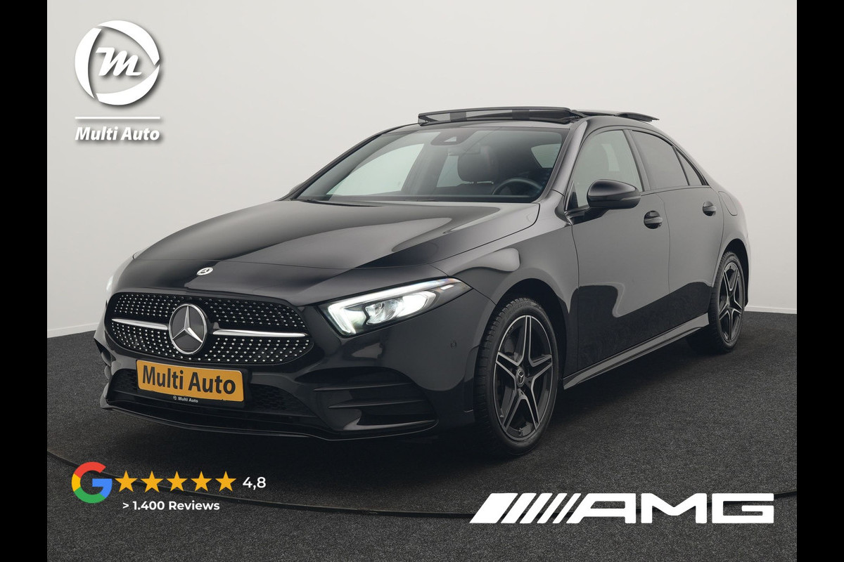 Mercedes-Benz A-Klasse 250 e AMG Line Plug In Hybrid 218pk Dealer O.H PHEV | Panodak | Camera | Night Pakket | Alcantara Sportstoelen Verwarmd | MBUX | Widescreen Navi | Sfeerverlichting | Apple Carplay | Virtual | DAB | 18"L.M |