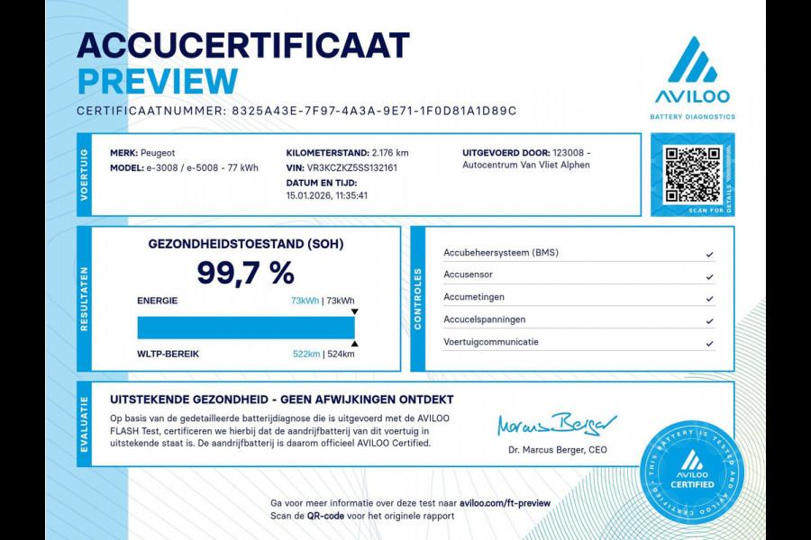 Peugeot E-3008 Launch Edition 325 Dual Motor 73 kWh SOH 99,7% | 325PK