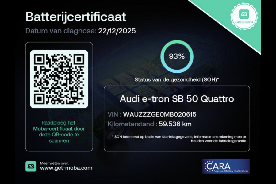 Audi e-tron Sportback 50 quattro Business edition Plus 71 kWh 94% SOH (PANORAMADAK, STOELVERWARMING, ACHTERUITRIJCAMERA)