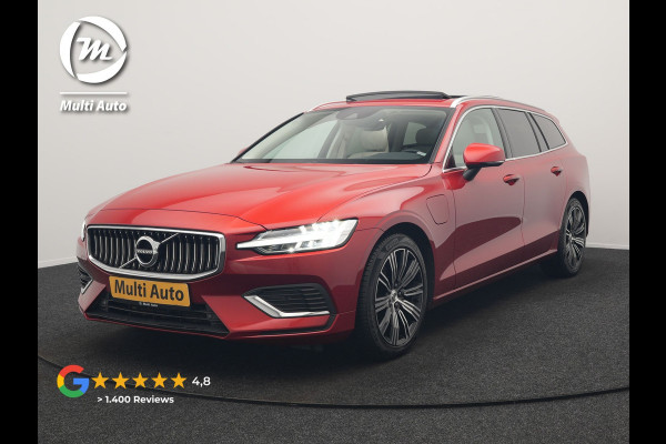 Volvo V60 T6 Recharge AWD Inscription Plug In Hybrid 340pk Dealer O.H. PHEV | Trekhaak Af Fabriek | Panodak | Camera | Harman & Kardon | Lederen Sportstoelen Verwarmd | Stuur Verwarmd | Virtual | Apple Carplay | Keyless | Navigatie | DAB |