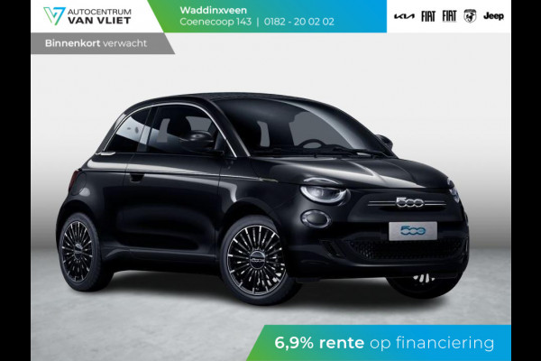 Fiat 500E Cabrio La Prima 42 kWh | 17% Bijtelling | Clima | Cruise | Leder | 17" | Priv Glass | Winter Pack | JBL Sound | BSM | Apple Carplay
