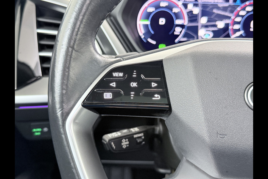 Audi Q4 e-tron L.E. Pano-dak-Schuifdak Camera Adap.Cruise W-pomp Navi-Plus Sportst.+Verwarmd PDC-a+v Matrix Led Advanced Plus Lmv 19" Elek.Achterklep Virtual Cockpit E-Call Bordherkenning Audi Connect +Phone-Box Keyless-Go A-Licht-Dynamisch S.O.H. 92% 1e Eigenaar Origineel Nederlandse Auto €56.174,- Nieuwprijs