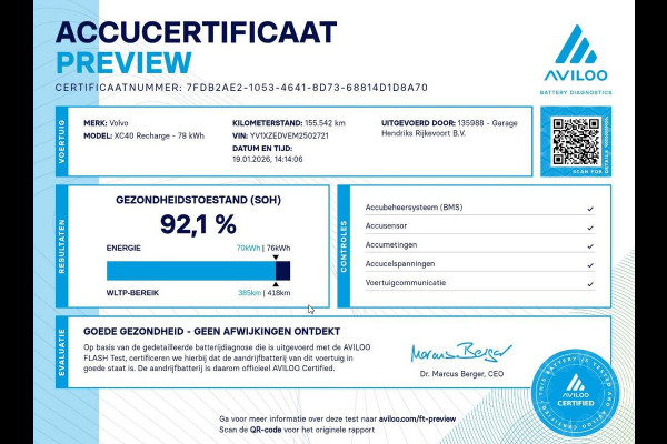 Volvo XC40 Recharge P8 AWD R-Design | SOH: 92,1% | Leder | Two Tone | Adaptive CC | Camera | BlindSpot |