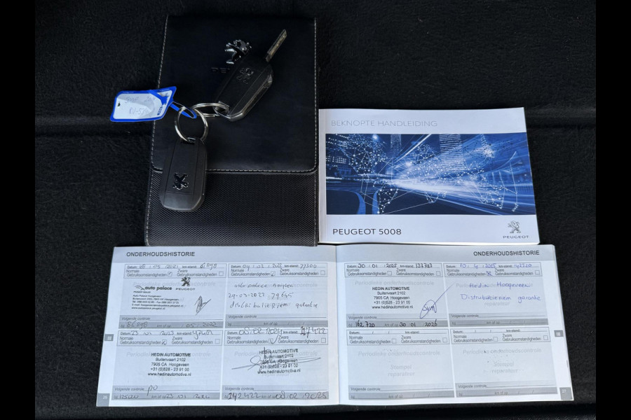 Peugeot 5008 1.2 PureTech Allure 1e Eigenaar,7 Persoons,Afn.Trekhaak,360° Camera,Pano,Apple Carplay/Android Auto,Navi,Clima,Cruise,Halfleder,N.A.P,Dealer Onderhouden,Pdc V+A,Lm velgen Extra,N.A.P,Nieuwe Apk Bij Aflevering