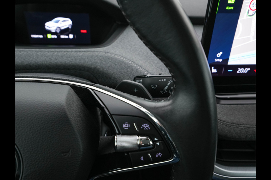 Škoda ENYAQ iV 80 [ 3-Fase ] {SOH-88% } (INCL-BTW) *LEATHER-FABRIC | FULL-LED | DIGI-COCKPIT | CAMERA | KEYLESS | NAVI-FULLMAP | AMBIENT-LIGHT | ECC | HEATED-COMFORTSEATS | DAB+ | PDC | CRUISE | CARPLAY | TOWBAR | 19"ALU*