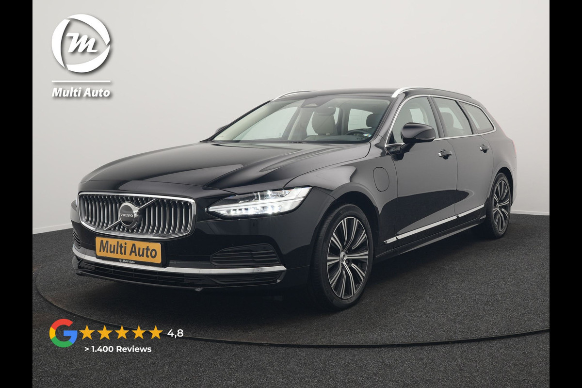 Volvo V90 T6 AWD Plus Bright Plug In Hybrid 350pk Dealer O.H. PHEV | Trekhaak Af Fabriek | Adaptive Cruise | Camera | Lederen Sportstoelen Memory & Verwarmd | Google Assistent | Apple Carplay | Keyless | Virtual | Blis | Navigatie | DAB |