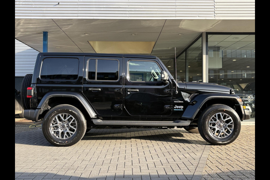 Jeep Wrangler Unlimited 4xe 380pk Sahara PHEV | Leder | Stoel- & Stuurverwarming | Navigatie | Afneembaar Dak |