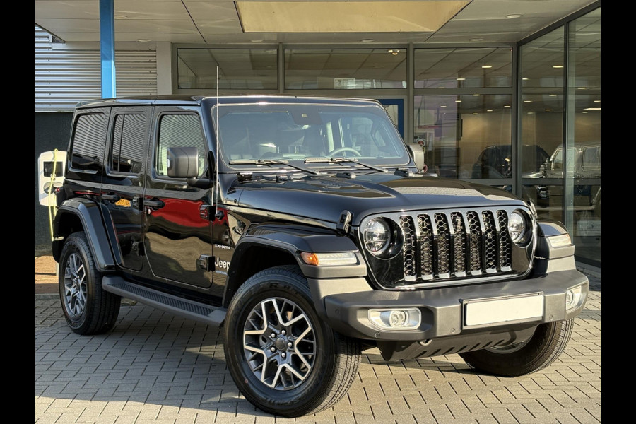 Jeep Wrangler Unlimited 4xe 380pk Sahara PHEV | Leder | Stoel- & Stuurverwarming | Navigatie | Afneembaar Dak |