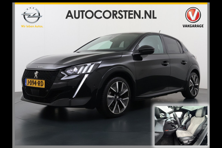 Peugeot e-208 EV GT-line 350 50kWh Pano-dak 360°Camera Leder/Alcantara Adaptive-Cruise Apple Carplay Android Auto Navi Ecc Pdc-a+v SOH 89% Stoelverwarming Led Lmv 17" Regen-Lichtsensor Privacy Glas Keyless DAB+ 1e Eigenaar Origineel Nederlandse Auto Dealeronderhouden Bomvol € 40.000 nieuw!