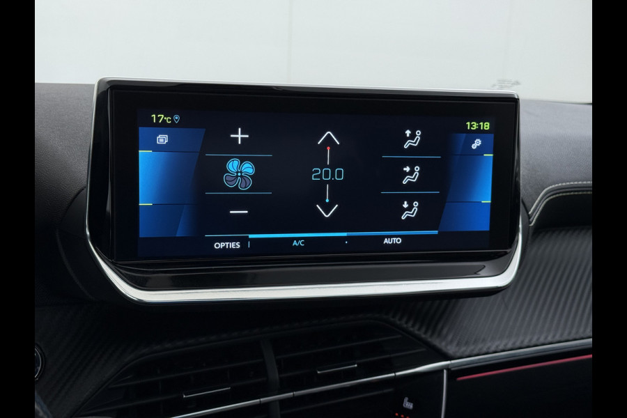 Peugeot e-208 EV GT-line 350 50kWh Pano-dak 360°Camera Leder/Alcantara Adaptive-Cruise Apple Carplay Android Auto Navi Ecc Pdc-a+v SOH 89% Stoelverwarming Led Lmv 17" Regen-Lichtsensor Privacy Glas Keyless DAB+ 1e Eigenaar Origineel Nederlandse Auto Dealeronderhouden Bomvol € 40.000 nieuw!