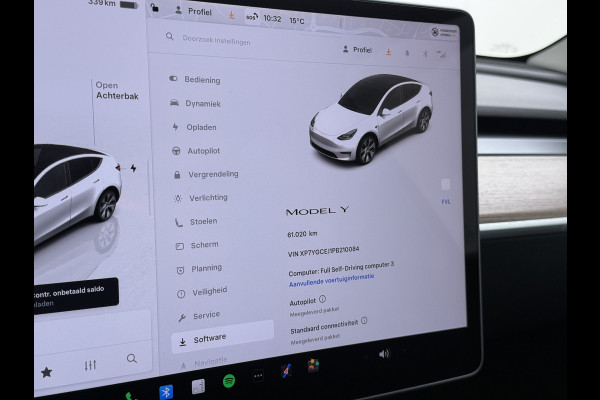 Tesla Model Y RWD Warmtepomp LFP-Accu Leer Lmv Camera's Pano-dak Adap.Cruise Navi Ecc Autopilot Stoel+Stuur+Achterbank Verwarming Elek.Achterklep Dodehoek detector Draadloze telefoonlader SOH 93% 1e Eigenaar Origineel Nederlandse Auto 1.600KG Trekgewicht