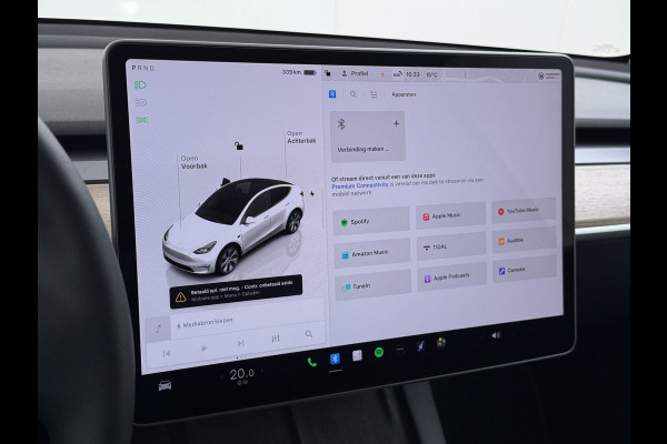 Tesla Model Y RWD Warmtepomp LFP-Accu Leer Lmv Camera's Pano-dak Adap.Cruise Navi Ecc Autopilot Stoel+Stuur+Achterbank Verwarming Elek.Achterklep Dodehoek detector Draadloze telefoonlader SOH 93% 1e Eigenaar Origineel Nederlandse Auto 1.600KG Trekgewicht
