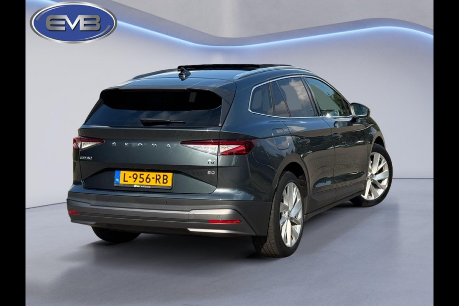 Škoda ENYAQ iV 80, panoramadak, achteruitrijcamera, stoel-stuurverwarming, 1/2 leder, vele opties,, eerste eigenaar