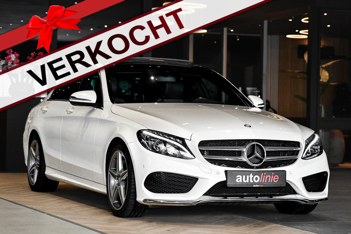 Mercedes-Benz C-Klasse 180 AMG-Line. Pano, Burmester, Camera, Sfeer, 9-Traps, Diamond White Pearl!