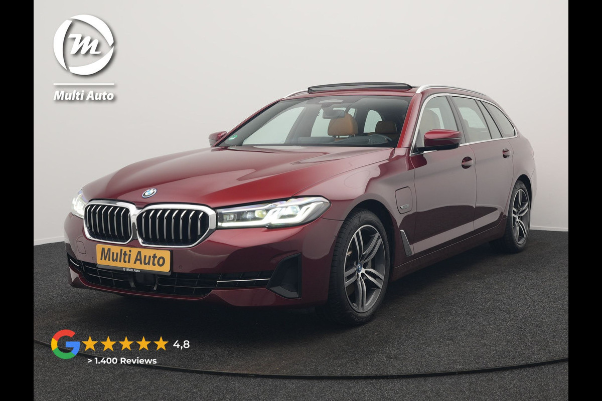 BMW 5 Serie Touring 530e Individual Plug In Hybrid 293pk Dealer O.H Aventurinrot Metallic PHEV | Panodak | Luxe Lederen Comfortzetels Memory & Ventilatie | Laser LED | Adaptive Cruise | Head Up | Harman Kardon | Keyless |