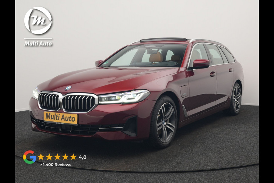 BMW 5 Serie Touring 530e Individual Plug In Hybrid 293pk Dealer O.H Aventurinrot Metallic PHEV | Panodak | Luxe Lederen Comfortzetels Memory & Ventilatie | Laser LED | Adaptive Cruise | Head Up | Harman Kardon | Keyless |