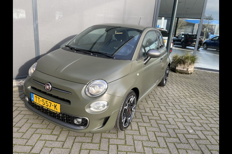 Fiat 500 0.9 TwinAir Turbo Sport Mat Groen Airco -  Cruise control - Bluetooth - Groot navigatiesysteem - Mistlampen voor - Licht metalen velgen 16 inch - Start/stop systeem - Stuur leder - Stuur multifunctioneel - Centrale deurvergrendeling met afstandsbediening