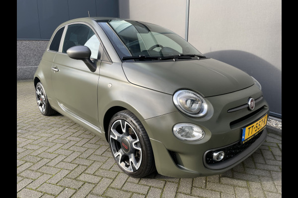Fiat 500 0.9 TwinAir Turbo Sport Mat Groen Airco -  Cruise control - Bluetooth - Groot navigatiesysteem - Mistlampen voor - Licht metalen velgen 16 inch - Start/stop systeem - Stuur leder - Stuur multifunctioneel - Centrale deurvergrendeling met afstandsbediening
