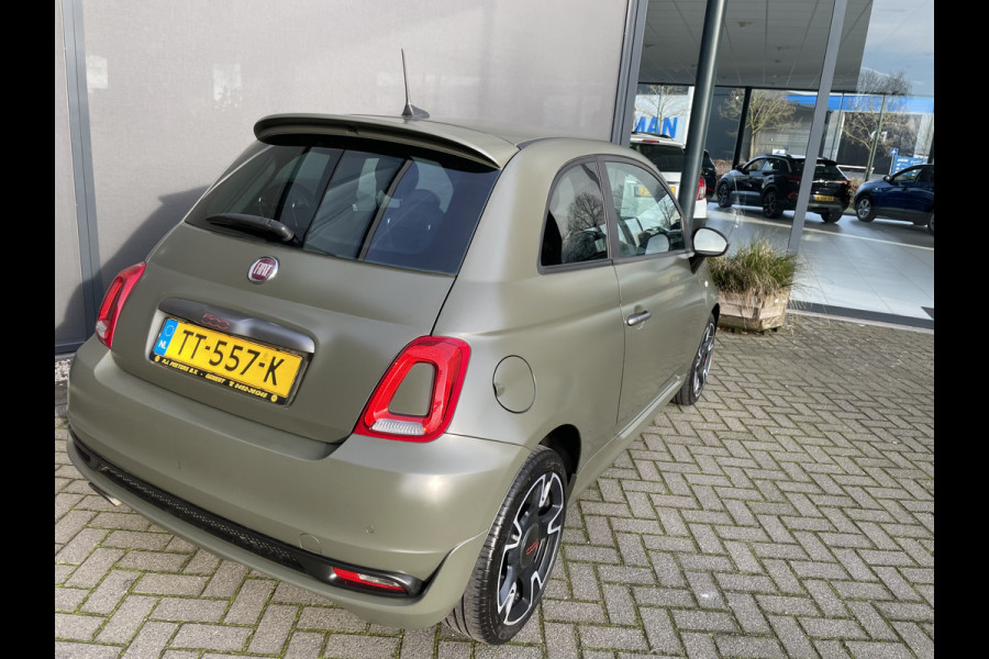 Fiat 500 0.9 TwinAir Turbo Sport Mat Groen Airco -  Cruise control - Bluetooth - Groot navigatiesysteem - Mistlampen voor - Licht metalen velgen 16 inch - Start/stop systeem - Stuur leder - Stuur multifunctioneel - Centrale deurvergrendeling met afstandsbediening