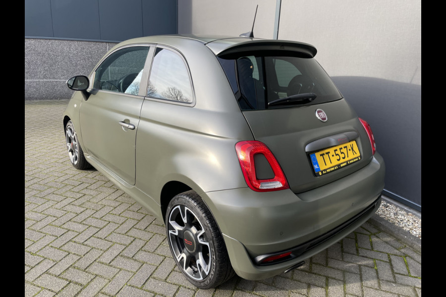 Fiat 500 0.9 TwinAir Turbo Sport Mat Groen Airco -  Cruise control - Bluetooth - Groot navigatiesysteem - Mistlampen voor - Licht metalen velgen 16 inch - Start/stop systeem - Stuur leder - Stuur multifunctioneel - Centrale deurvergrendeling met afstandsbediening