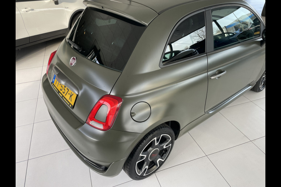 Fiat 500 0.9 TwinAir Turbo Sport Mat Groen Airco -  Cruise control - Bluetooth - Groot navigatiesysteem - Mistlampen voor - Licht metalen velgen 16 inch - Start/stop systeem - Stuur leder - Stuur multifunctioneel - Centrale deurvergrendeling met afstandsbediening