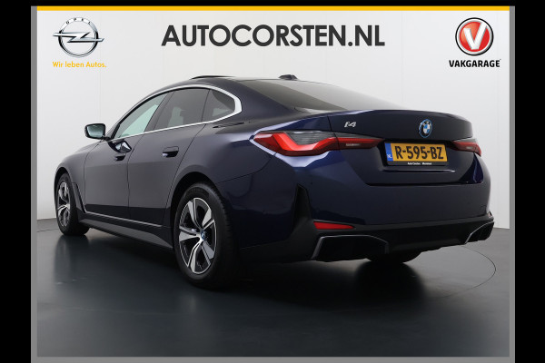BMW i4 eDrive40 340pk High Executive 84 kWh SOH 99% Pano-Dak/Hefdak SportSt+Leer+(Stuur+)Verwarmd 360°Camera Adaptive-Cruise+s&go Park- Semi-Autopilot Drive-Assist-pro Active-Guard-Plus Elektr.Achterklep Draadl-Lader BAS ESP BMW Individual interieurlijsten Pianolak schwarz BMW Individual Exterieur Line Aluminium satiniert BMW Copilot-pack Dodehoekdetectie/correctie, Kruisend-verkeer-Detectie, rijstrooksensor met correctie, rondomzicht camera, uitwijk assistent) 0-100 5,6 sec. 1600kg trekvermogen! € 73.000 nieuw