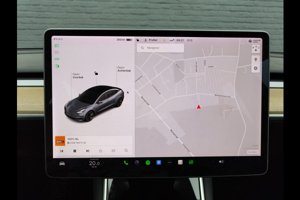 Tesla Model 3 RWD SR plus 325PK SOH 91% Trekhaak Lmv 18" AutoPilot FSD Leder Panoramadak Adaptive-Cruise Camera's Elektr.-Stuur+Stoelen+Spiege Navi LED Comfortstoelen ACC DAB Voorverwarmen interieur via App Keyless One-Pedal-Drive Origineel Nederlandse Auto 1.000KG Trekgewicht