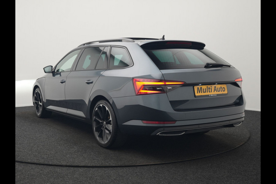 Škoda Superb Combi 1.4 TSI iV Sportline Business Plug In Hybrid 218pk Dealer O.H. PHEV | Trekhaak Af Fabriek | Panodak | Adaptive Cruise | 360 Camera | Alcantara Sportstoelen Memory & Verwarmd | Apple Carplay | Keyless | Blis | Virtual | Navigatie | DAB |