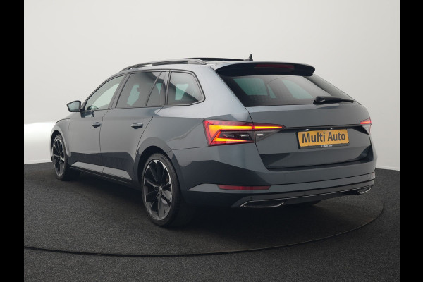 Škoda Superb Combi 1.4 TSI iV Sportline Business Plug In Hybrid 218pk Dealer O.H. PHEV | Trekhaak Af Fabriek | Panodak | Adaptive Cruise | 360 Camera | Alcantara Sportstoelen Memory & Verwarmd | Apple Carplay | Keyless | Blis | Virtual | Navigatie | DAB |