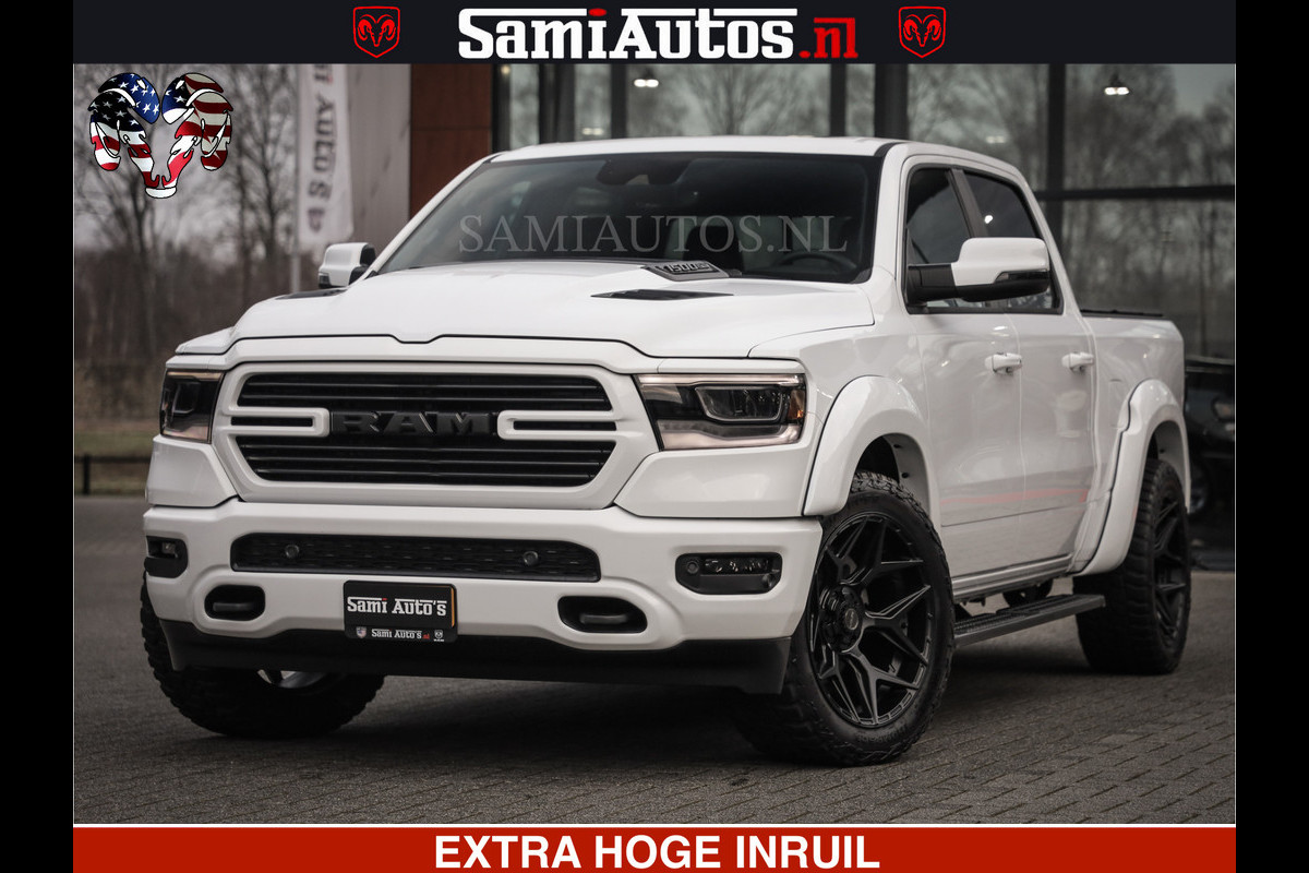 Dodge Ram LARAMIE SPORT | V8 5.7 402PK | Krachtige Hemi | Panorama Dak | 12' Scherm | LPG | Comfortabele Dubbele Cabine met Royale 5 Zitplaatsen | NIEUW EN BPM vrij | Nu Leverbaar uit Voorraad | Nr 2526-41272 |