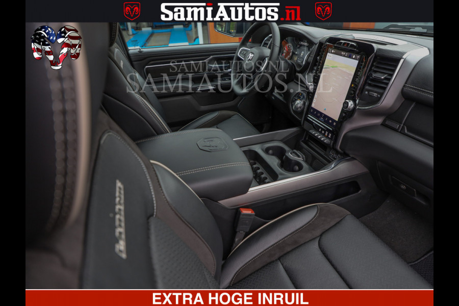Dodge Ram LARAMIE SPORT | V8 5.7 402PK | Krachtige Hemi | Panorama Dak | 12' Scherm | LPG | Comfortabele Dubbele Cabine met Royale 5 Zitplaatsen | NIEUW EN BPM vrij | Nu Leverbaar uit Voorraad | Nr 2526-41272 |