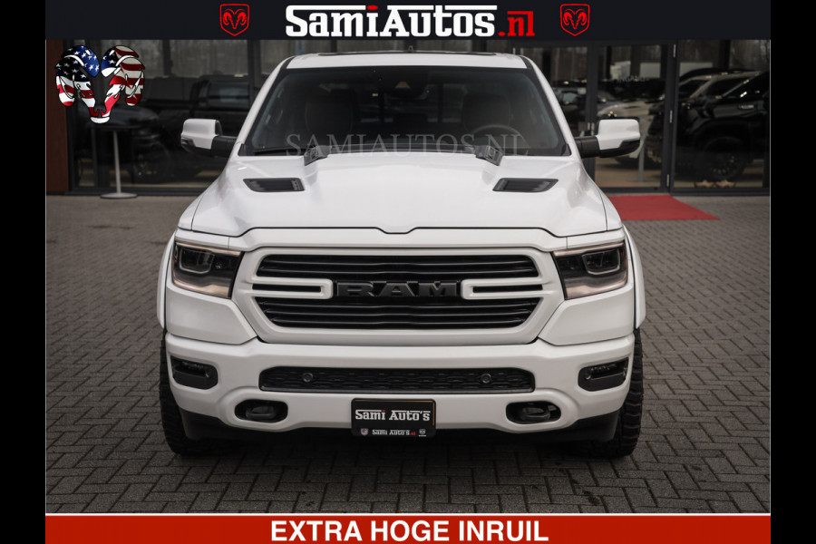 Dodge Ram LARAMIE SPORT | V8 5.7 402PK | Krachtige Hemi | Panorama Dak | 12' Scherm | LPG | Comfortabele Dubbele Cabine met Royale 5 Zitplaatsen | NIEUW EN BPM vrij | Nu Leverbaar uit Voorraad | Nr 2526-41272 |
