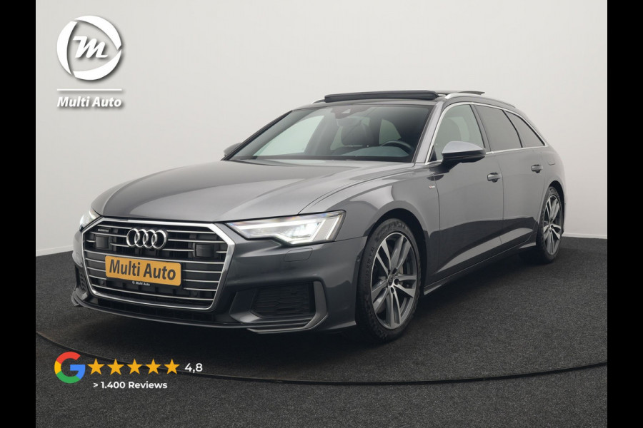 Audi A6 Avant 50 TFSI e quattro 2x S Line Plug In Hybrid 300pk Dealer O.H. PHEV | Panodak | Adaptive Cruise | Camera | Lederen Sportstoelen Memory & Verwarmd | Stuur Verwarmd | Apple Carplay | Virtual | Keyless | Sfeerverlichting | Navigatie | DAB |