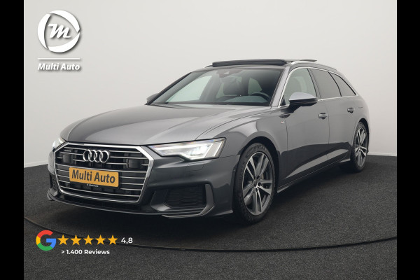 Audi A6 Avant 50 TFSI e quattro 2x S Line Plug In Hybrid 300pk Dealer O.H. PHEV | Panodak | Adaptive Cruise | Camera | Lederen Sportstoelen Memory & Verwarmd | Stuur Verwarmd | Apple Carplay | Virtual | Keyless | Sfeerverlichting | Navigatie | DAB |