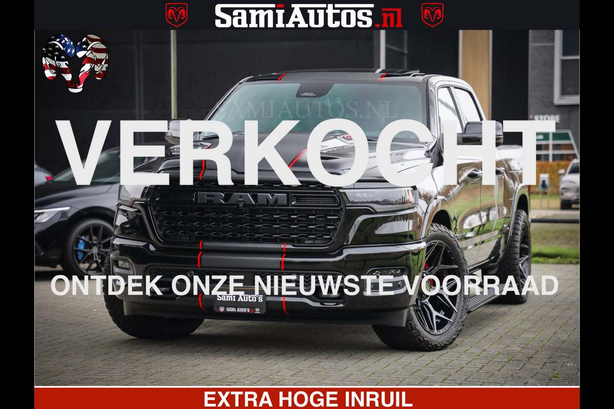 Dodge Ram 1500 Limited Night High Output 540HP 706Nm | Massage + Full Option | De Meest Luxe en Volle Pick-Up in zijn Klasse | Comfortabele Dubbele Cabine met Royale 5 Zitplaatsen | BPM vrij | Nu Leverbaar uit Voorraad | Voorraad Nr 2324 - 5142