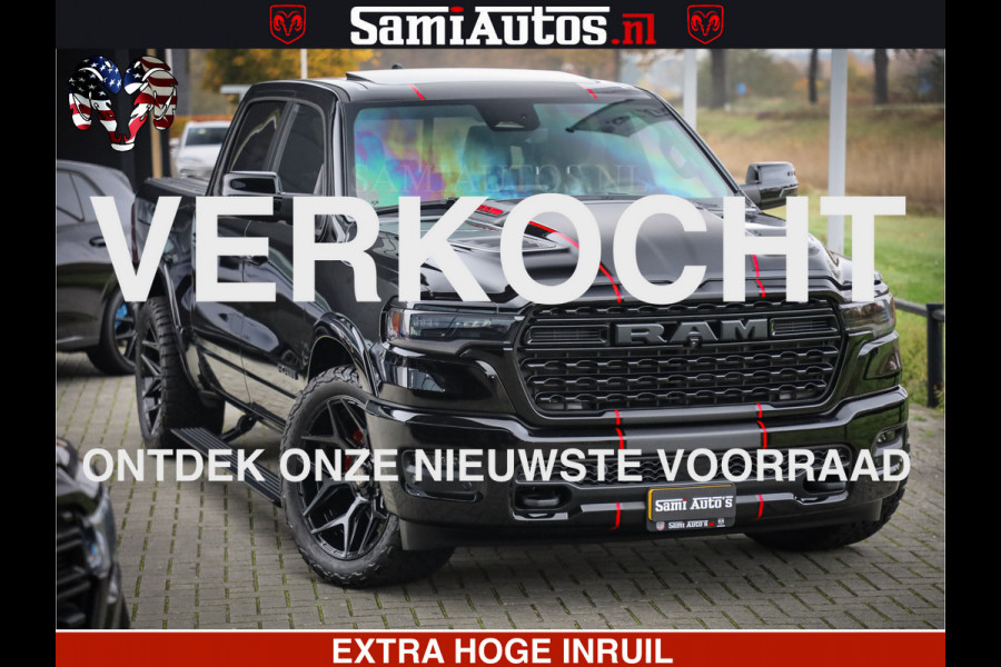 Dodge Ram 1500 Limited Night High Output 540HP 706Nm | Massage + Full Option | De Meest Luxe en Volle Pick-Up in zijn Klasse | Comfortabele Dubbele Cabine met Royale 5 Zitplaatsen | BPM vrij | Nu Leverbaar uit Voorraad | Voorraad Nr 2324 - 5142