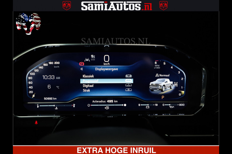 Chevrolet Silverado TWO-TONE COACHWORK | HUD | BLACK EDITION | BOM VOL | PICK UP DODGE RAM | DUBBELE CABINE DC | 5 PERSOONS | GRIJSKENTEKEN |