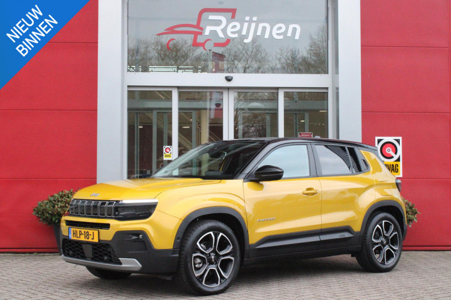 Jeep Avenger 1.2 110PK e-HYbrid SUMMIT | JBL PREMIUM AUDIO SYSTEEM | ACHTERUITRIJ CAMERA | STOEL VERWARMING | SFEERVERLICHTING | FULL LED KOPLAMPEN | 18" LICHTMETALEN VELGEN | DRAADLOZE TELEFOONLADER | DRAADLOZE APPLE CARPLAY/ANDROID AUTO | ADAPTIVE CRUISE CONTROL | PARKEERSENSOREN VOOR EN ACHTER | KEYLESS ENTRY/START | DODEHOEK DETECTIE | ELEKTRISCH BEDIENBARE ACHTERKLEP | VERWARMDE VOORRUIT | EXTRA GETINTE ACHTERRUITEN |