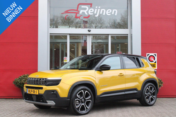 Jeep Avenger 1.2 110PK e-HYbrid SUMMIT | JBL PREMIUM AUDIO SYSTEEM | ACHTERUITRIJ CAMERA | STOEL VERWARMING | SFEERVERLICHTING | FULL LED KOPLAMPEN | 18" LICHTMETALEN VELGEN | DRAADLOZE TELEFOONLADER | DRAADLOZE APPLE CARPLAY/ANDROID AUTO | ADAPTIVE CRUISE CONTROL | PARKEERSENSOREN VOOR EN ACHTER | KEYLESS ENTRY/START | DODEHOEK DETECTIE | ELEKTRISCH BEDIENBARE ACHTERKLEP | VERWARMDE VOORRUIT | EXTRA GETINTE ACHTERRUITEN |