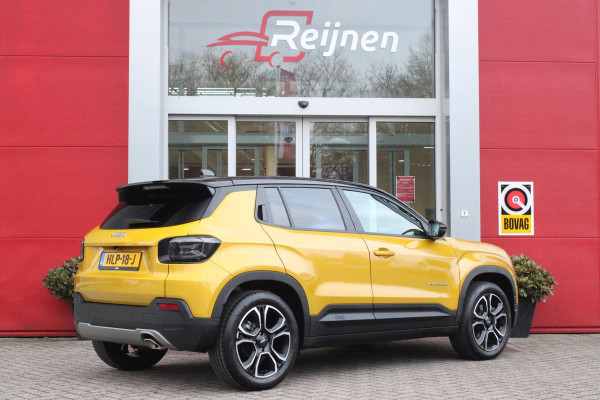 Jeep Avenger 1.2 110PK e-HYbrid SUMMIT | JBL PREMIUM AUDIO SYSTEEM | ACHTERUITRIJ CAMERA | STOEL VERWARMING | SFEERVERLICHTING | FULL LED KOPLAMPEN | 18" LICHTMETALEN VELGEN | DRAADLOZE TELEFOONLADER | DRAADLOZE APPLE CARPLAY/ANDROID AUTO | ADAPTIVE CRUISE CONTROL | PARKEERSENSOREN VOOR EN ACHTER | KEYLESS ENTRY/START | DODEHOEK DETECTIE | ELEKTRISCH BEDIENBARE ACHTERKLEP | VERWARMDE VOORRUIT | EXTRA GETINTE ACHTERRUITEN |